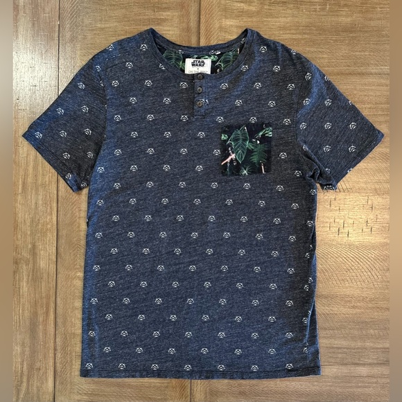 Star Wars Grey/blue T-Shirt Stormtrooper Darth Vader Casual Button Official L - Picture 13 of 13